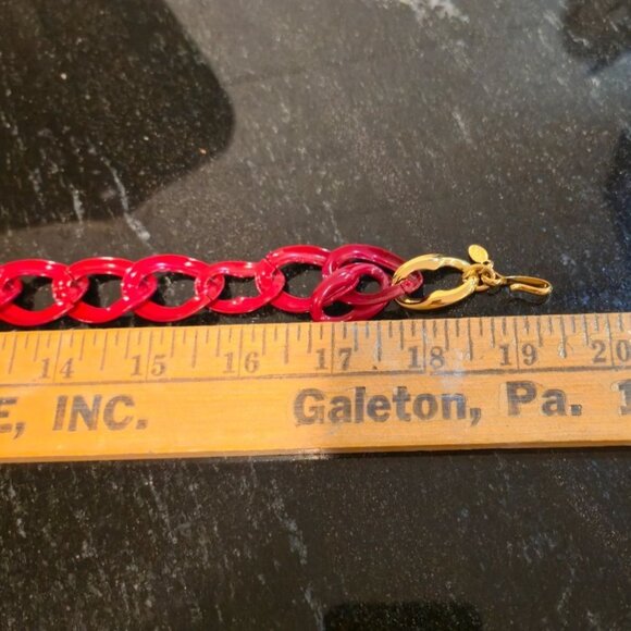 Monet Chain Necklace Vintage Red Gold Tone signed Jewelry - Picture 8 of 8